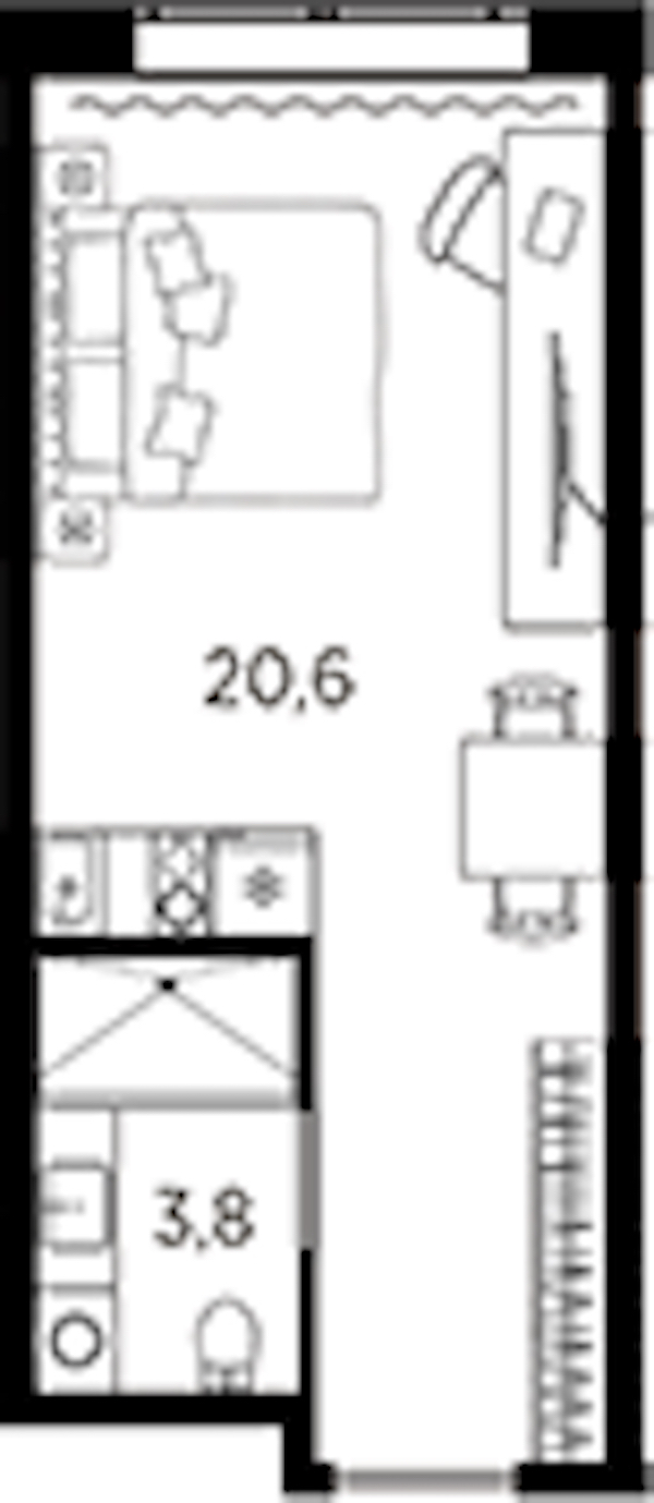 Квартира студия 24.4 м², 2/13 эт., ЖК «AVENIR Industrial»